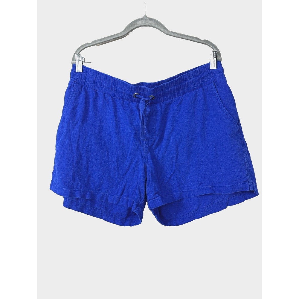 Old Navy Womens XLarge Shorts Royal Blue Linen High Rise Coastal Cottagecore